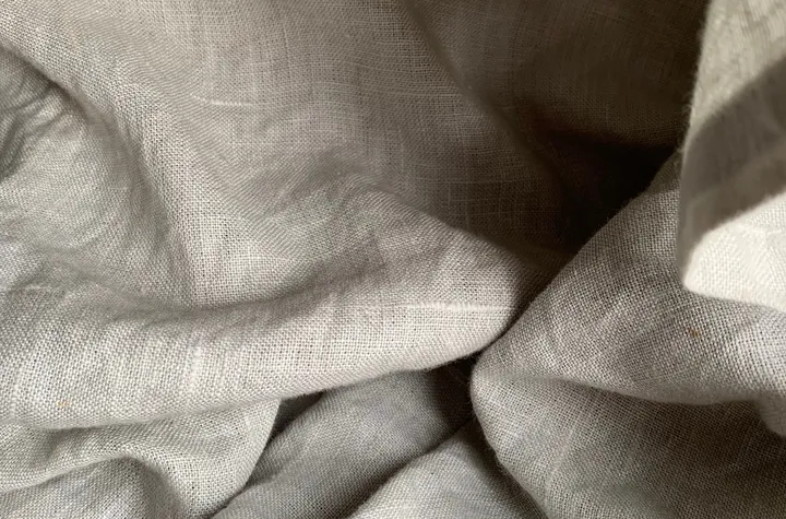 Linen fabric folds in close-up